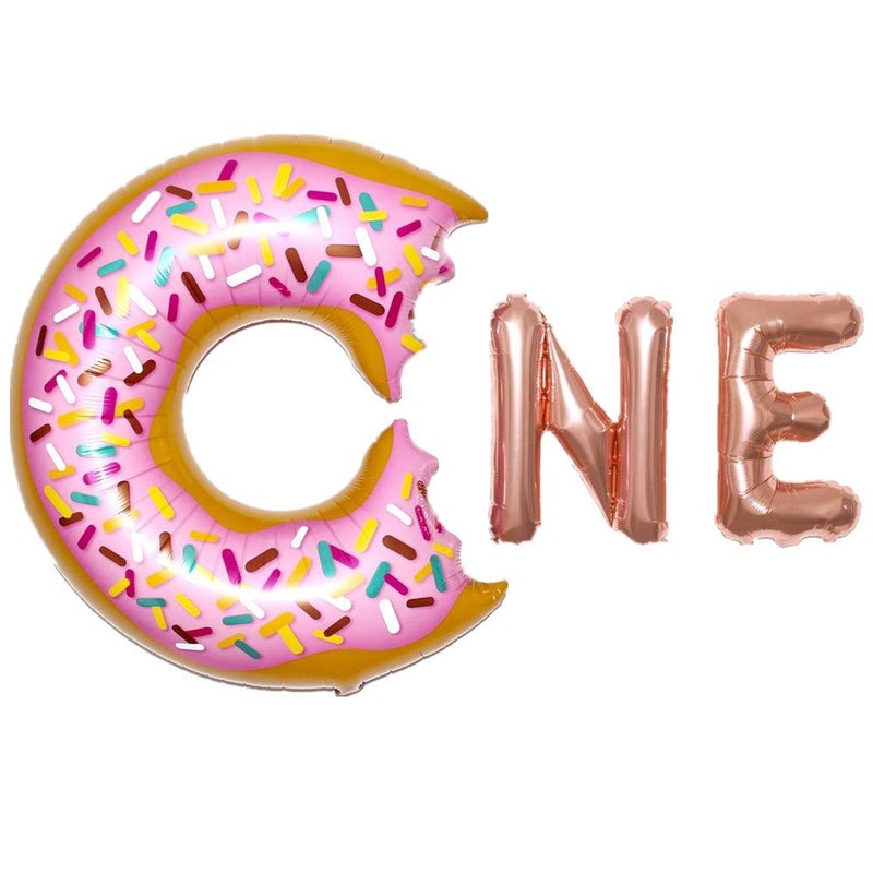 DELIGHTBOX Mapple Balloon 16" Donut One Foil Letter for Donut Theme Party, First Birthday Party,Rose Gold